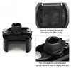 Black adjustable oil filter wrench with a serrated design and a movable rod for clamping filters.
