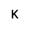 A black capital letter K on a white background.