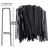 A bundle of black galvanized U-shaped garden staples with a 1-3/16 inch length.