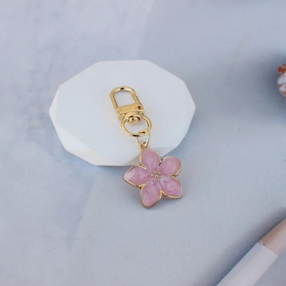 Colorful Flower Resin Keychain with Zinc Alloy Clip