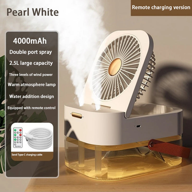 Portable Ultrasonic Humidifier with Fan and LED Night Light