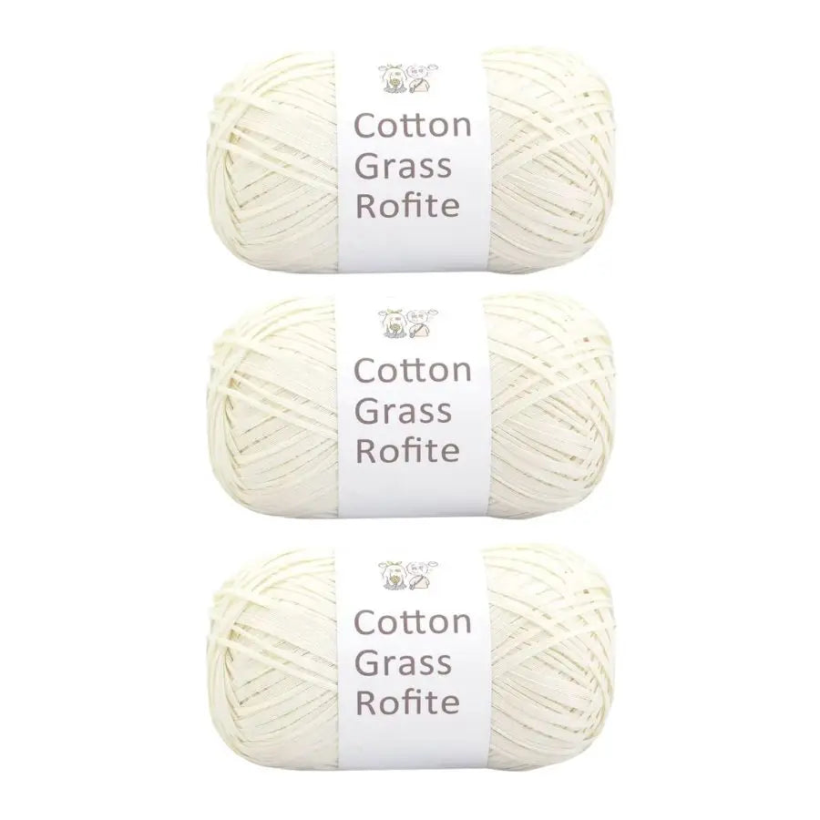 Natural Cotton Raffia Yarn – 3 Ball Set for Crochet, Knitting & Crafting