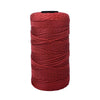 A spool of deep red ice cotton silk thread for knitting and crochet.