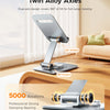 Twin Alloy Axles phone stand demonstrating 180 degree tilt for full-range viewing