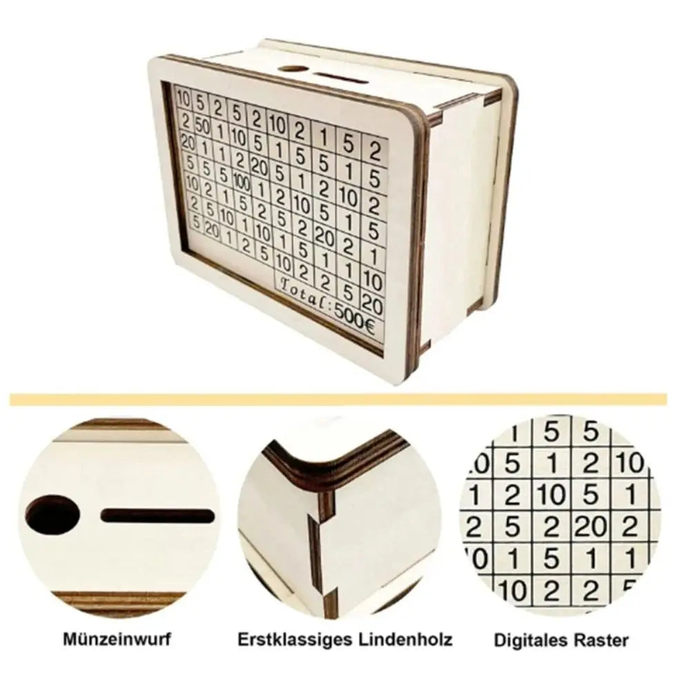 Wooden Money Saving Box with Goal Tracker