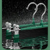 A set of five anti-slip stainless steel hangers with clips, colored green, are displayed against a dark background.