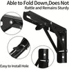 Black folding shelf brackets designed to be sturdy and easy to install.