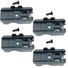 Three black belt clip hook bit holders with small metal pins shown from the top view.