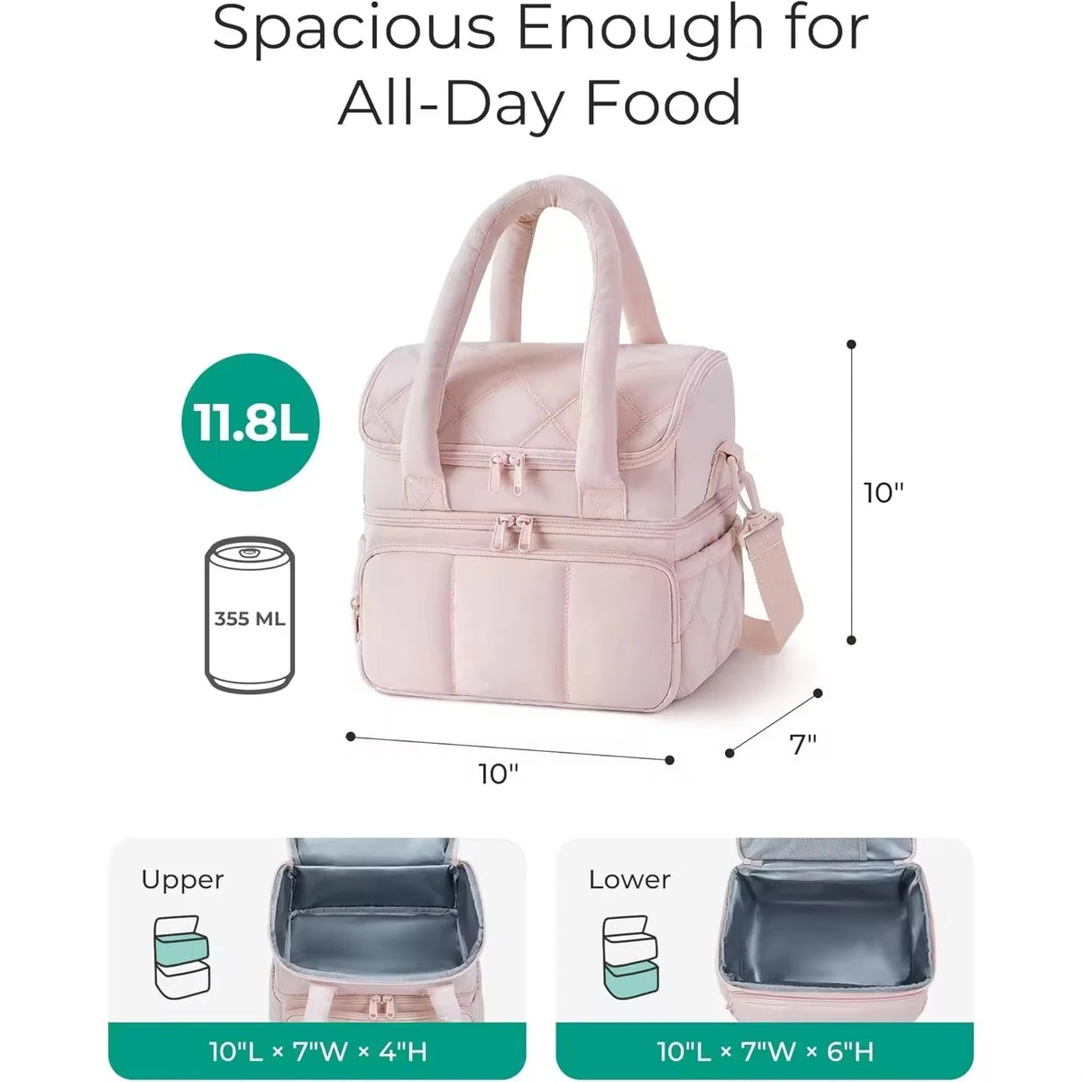 Quilted Insulated Lunch Bag with Handles