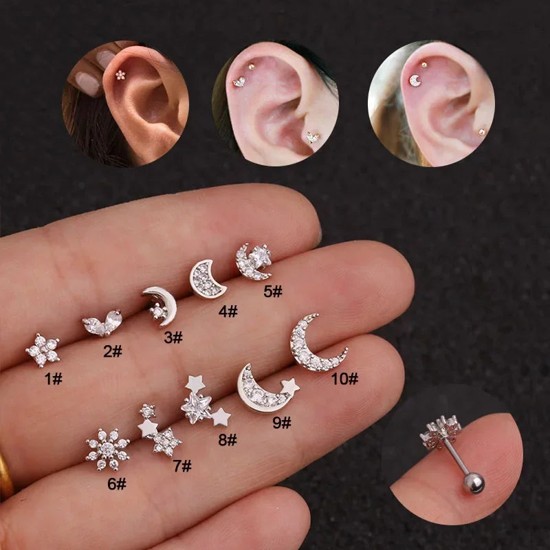 Boucles d'oreilles plates à tige en acier inoxydable délicates