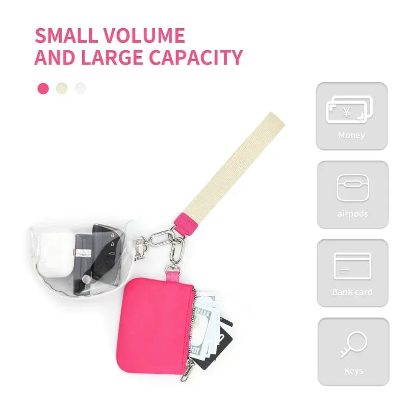 Compact Zippered Wristlet Wallet with Coin Pocket