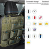Tactical seat back organizer with eight separate pockets for convenient in-car storage