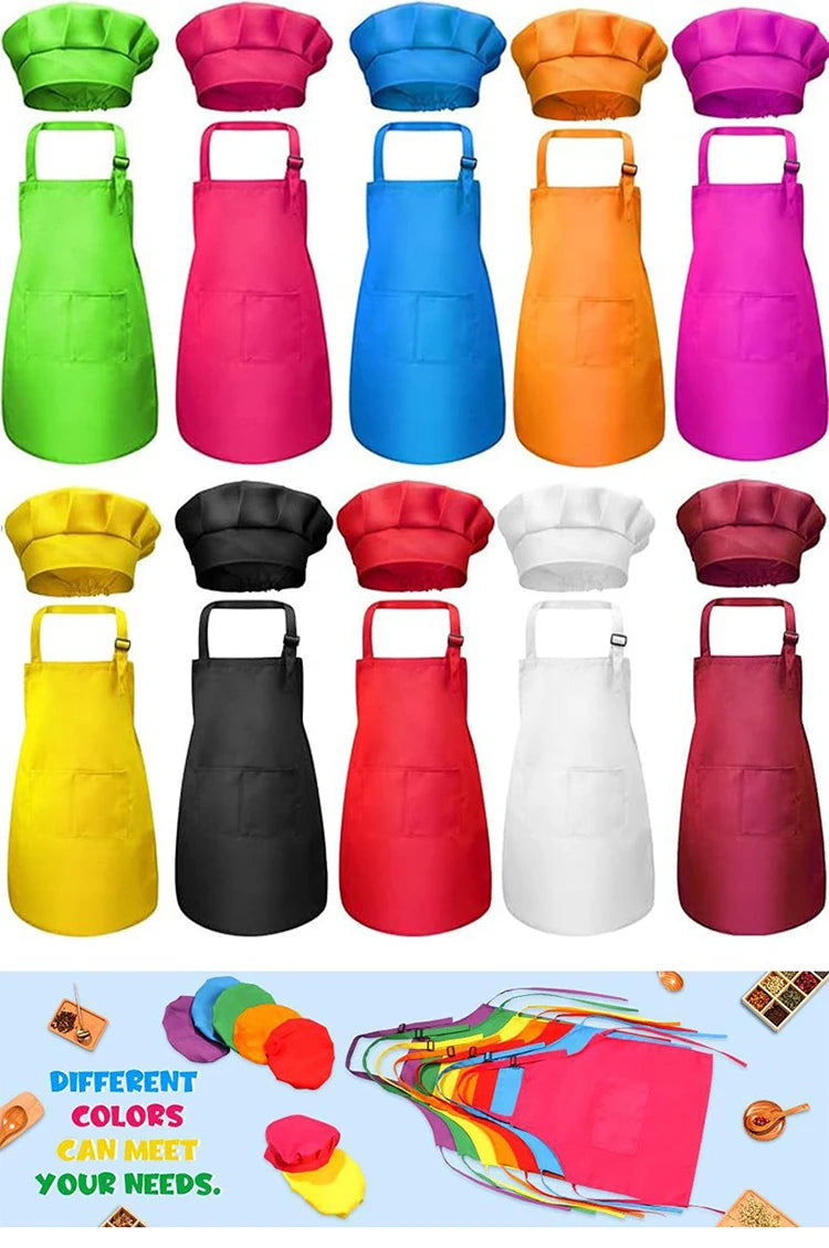 Kids' Chef Apron and Hat Set – Waterproof Cooking & Painting Smock for Boys and Girls