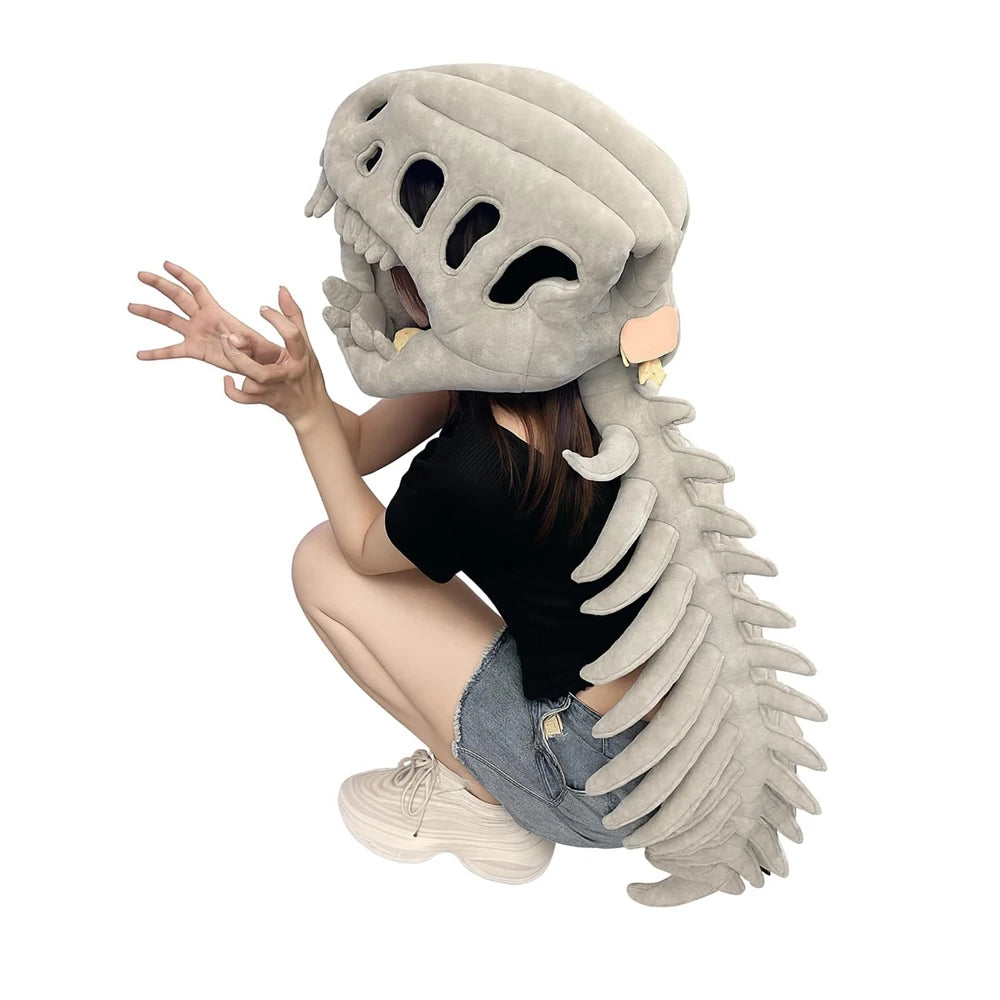 Funny Dinosaur Skeleton Plush Hat Costume