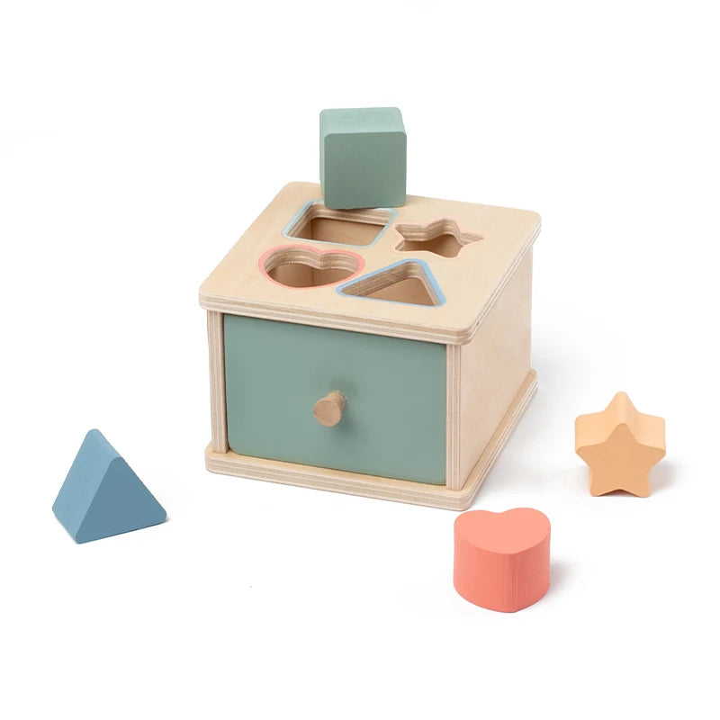 Montessori 4-in-1 Wooden Color Sorting & Shape Matching Box for Toddlers