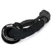 Black synthetic winch rope and recovery ring set with a protective sleeve