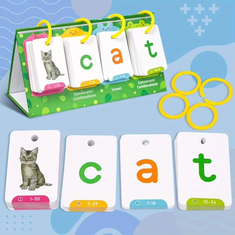 A set of word builder flash cards for teaching consonants and vowels to children