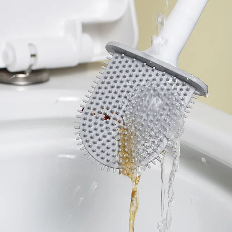 Silicone Toilet Brush with Wall-Mount Holder