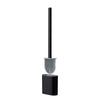 A wall-mounted toilet brush set featuring a long handle and a silicone cleaning head.