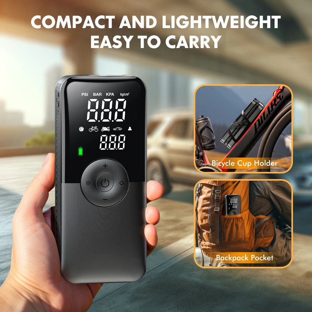 Rechargeable Cordless Tire Inflator with Digital Display
