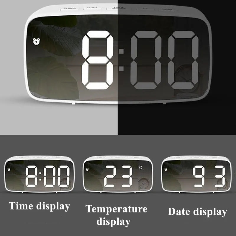 Modern LED Alarm Clock with Voice Control and Night Mode