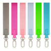 A set of five multicolor nylon wristlet keychain straps in pink, gray, light blue, lime green, and cyan.