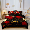Floral Heart Print Duvet Cover Set with Pillowcases