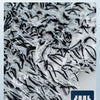 Close-up of a double-sided thick plush cleaning brush set with black and white fibers.
