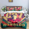 A soccer star themed duvet cover set featuring Cristiano Ronaldo graphics and colors.