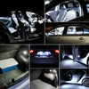 Various close-up shots of Canbus LED festoon bulbs installed in a car interior and license plate light.