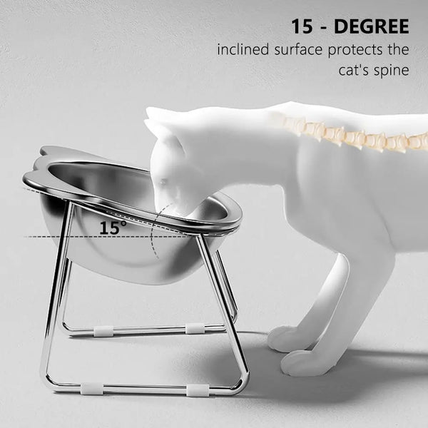 Elevated 15° Tilted Cat Food Bowl with Stainless Steel Insert