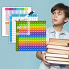 A set of multiplication practice flashcards showing various multiplication facts and a white erasable pen.