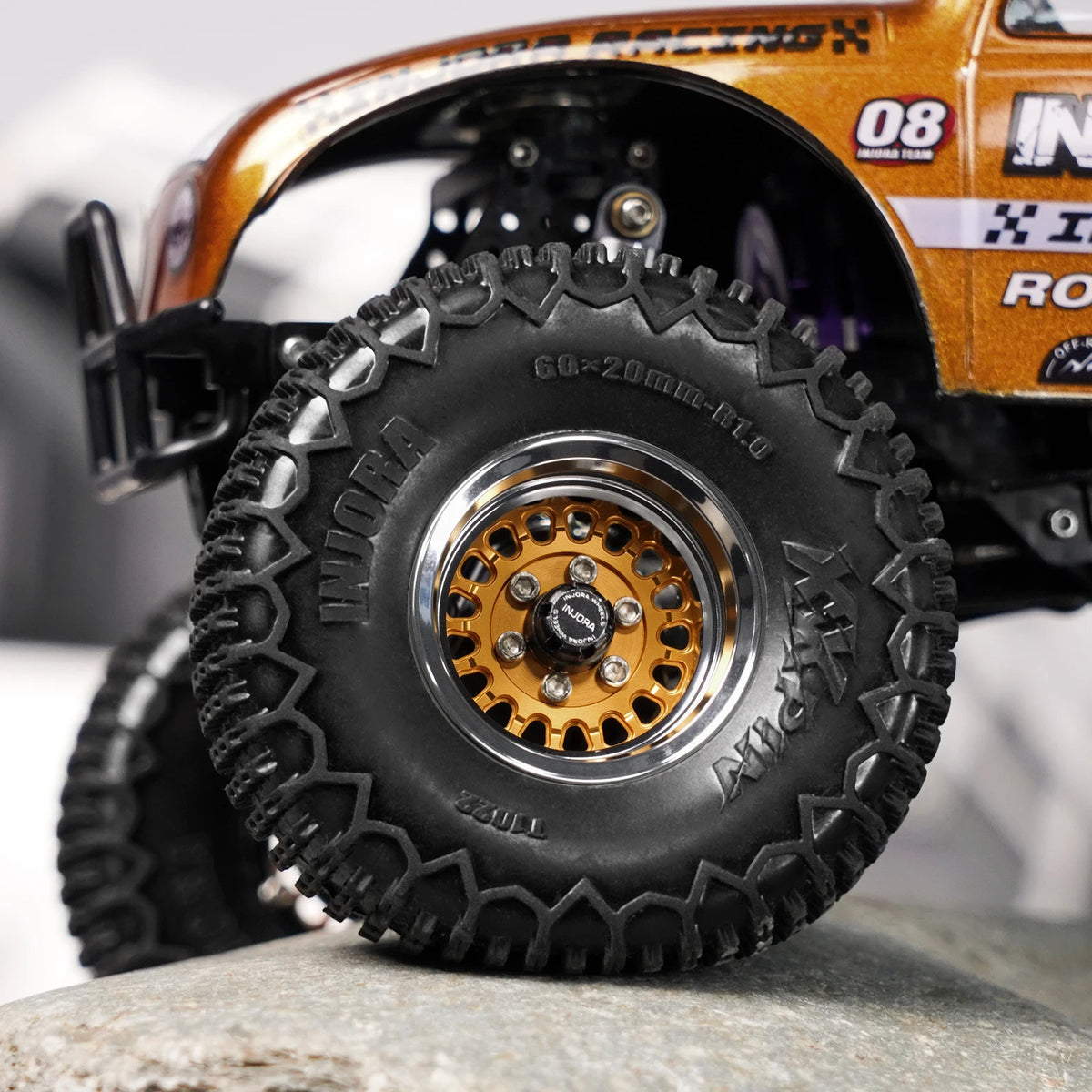INJORA 1.0" Modular Beadlock Wheels for 1/18 1/24 RC Crawlers - Brass & Aluminum