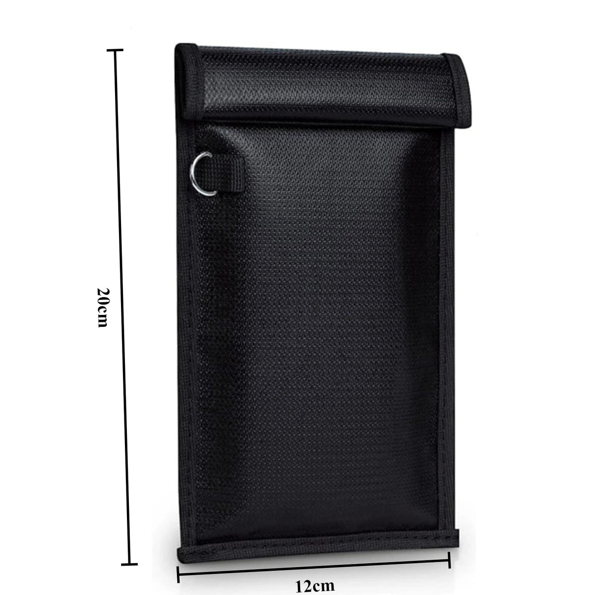 Black RFID blocking Faraday bag designed to protect car keys and phones