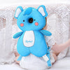 A blue elephant-themed toddler head protector backpack with adjustable straps is shown on a child.