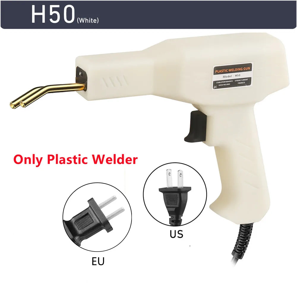 White H50 plastic welding gun with a nozzle and power cord for plastic repair