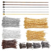 A collection of gold-plated brass ball head pins and various straight pins for jewelry making.