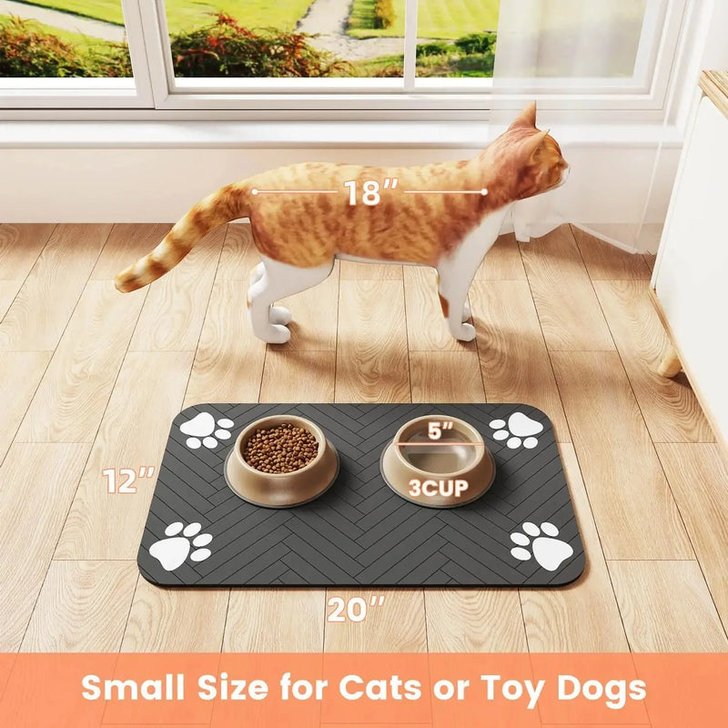 Absorbent Pet Feeding Mat with Anti-Slip Rubber Backing