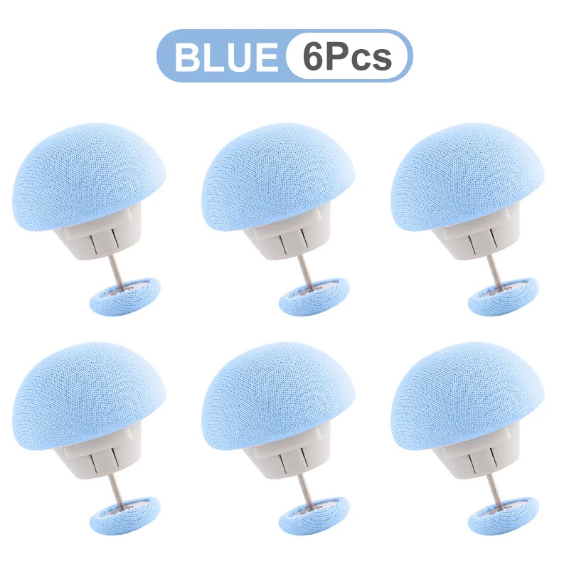 Six blue anti-slip bedsheet quilt clips shown in various angles