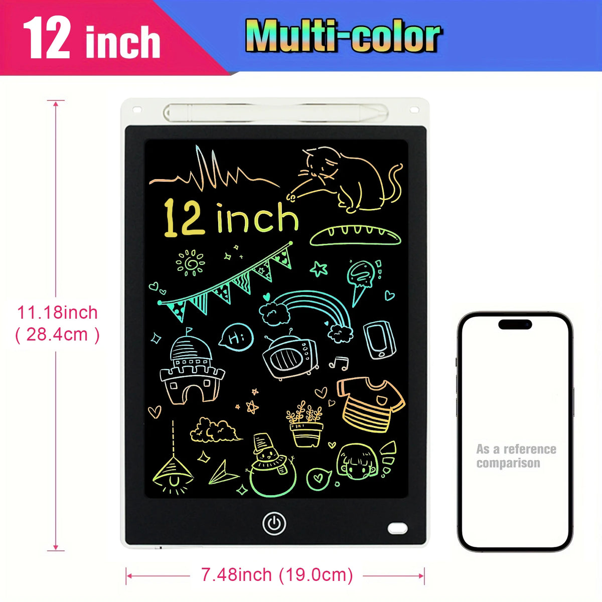 12-Inch LCD Writing Tablet for Kids – Reusable Electronic Drawing Board