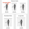Comparison chart showing sizes for Extremely Small, Standard, and Long Shower Stalls.