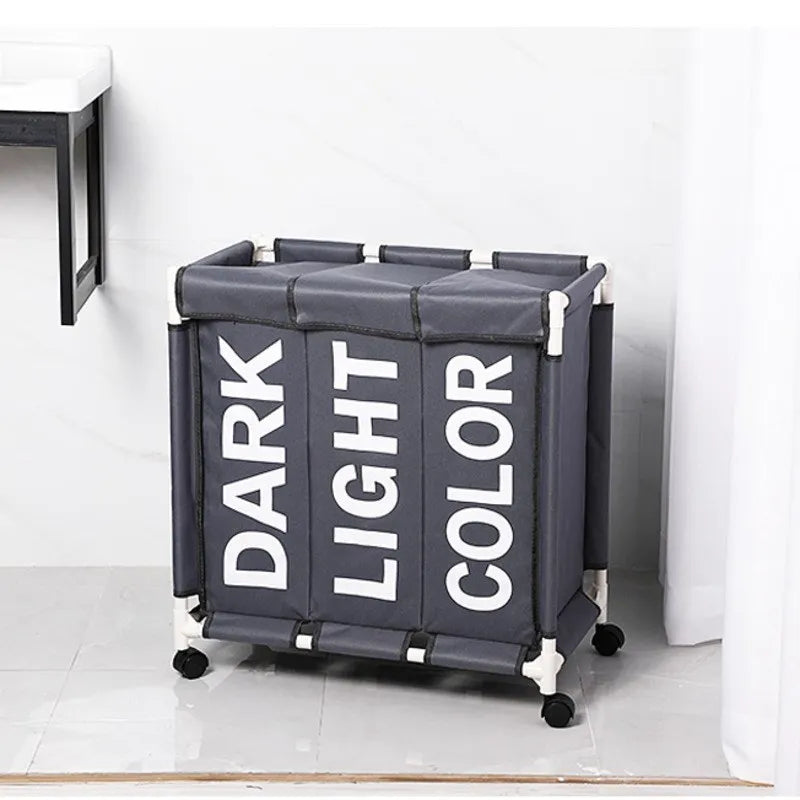 3-Compartment Rolling Laundry Hamper with Wheels