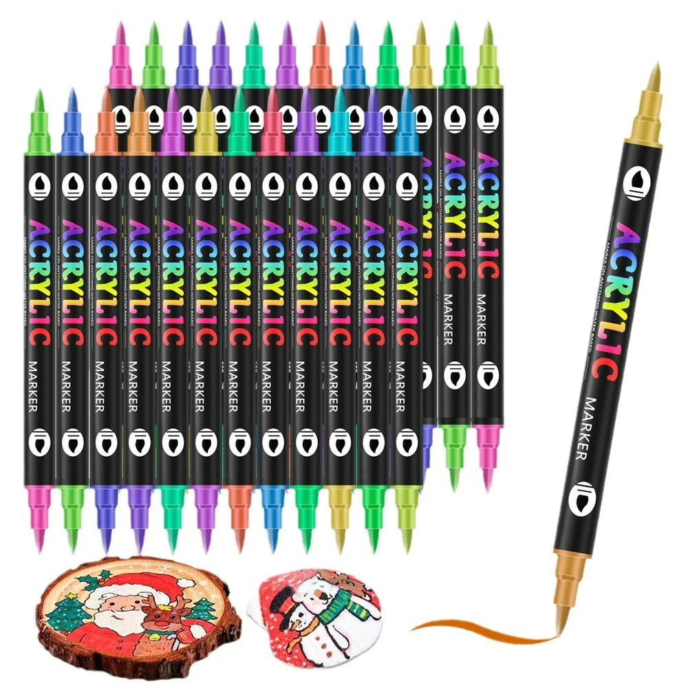 Dual-Tip Acrylic Paint Markers Set for Art and Craft Projects