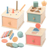 Montessori 4-in-1 Wooden Color Sorting & Shape Matching Box for Toddlers