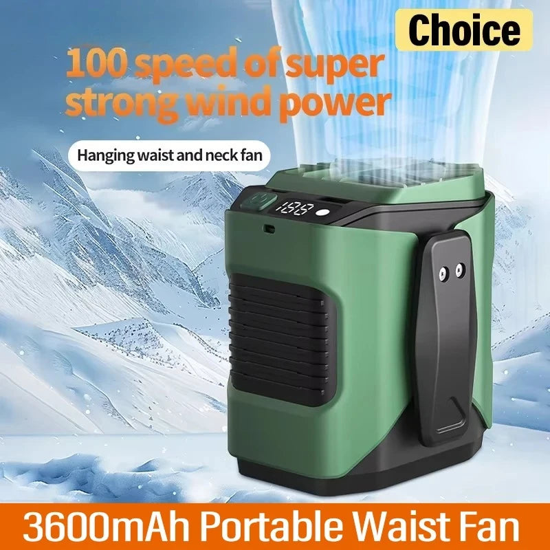 Rechargeable Hands-Free Waist Fan with Power Bank