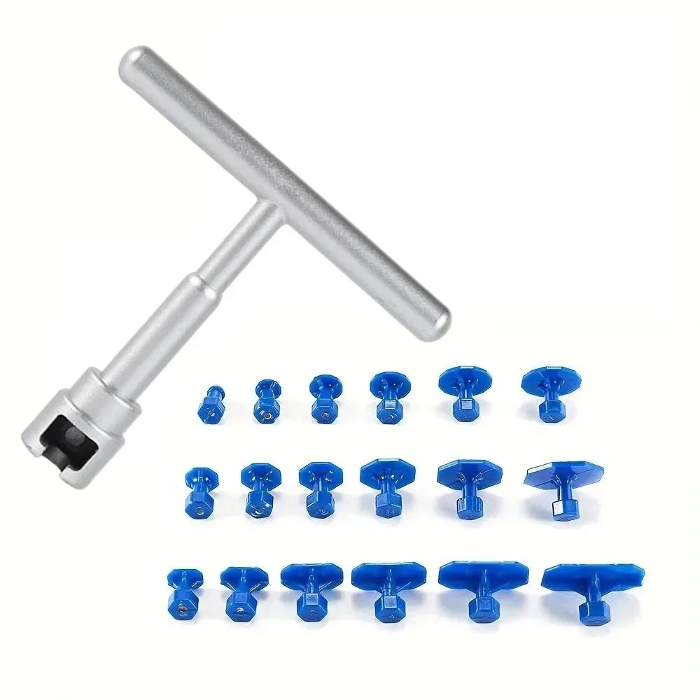Paintless Dent Repair Kit with T-Bar Puller and 18 Pulling Tabs