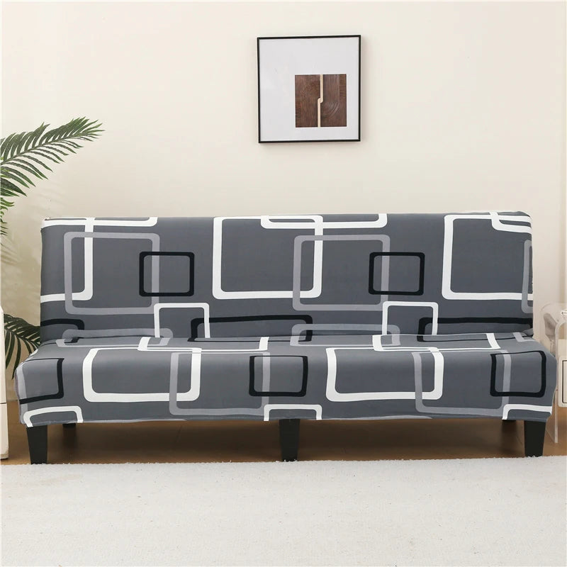 Stretchable Sofa Cover with Geometric Pattern for Futon Seats