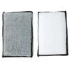 A pair of dual-sided microfiber scrub sponges for car detailing, one gray and one white.