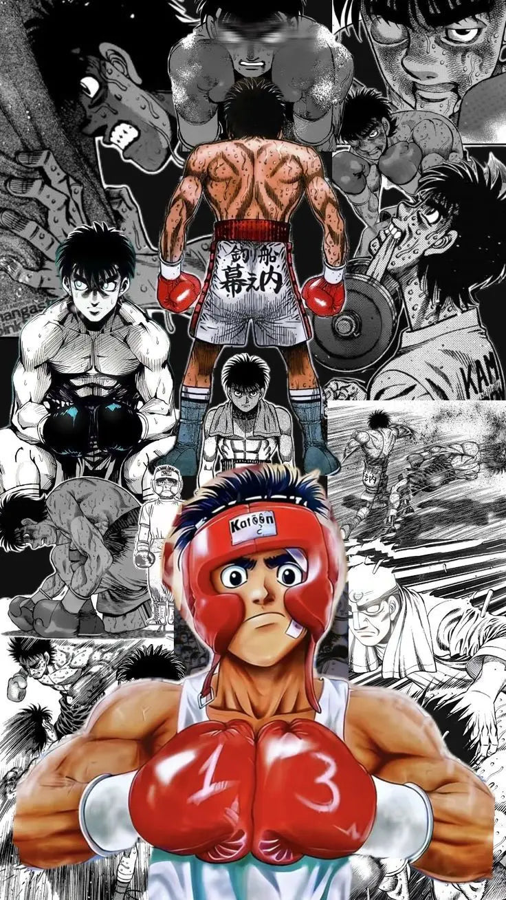 A dynamic black and white illustration featuring various boxers in action poses for wall art.