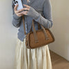 Vintage Croc-Embossed Mini Boston Bag with Dual Straps